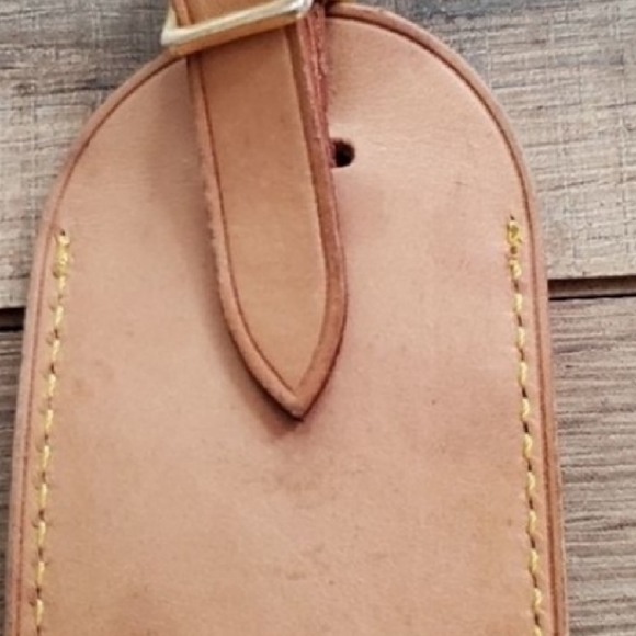 Louis Vuitton Tan Leather Bag Tag Used Authentic #A221 - Picture 5 of 5